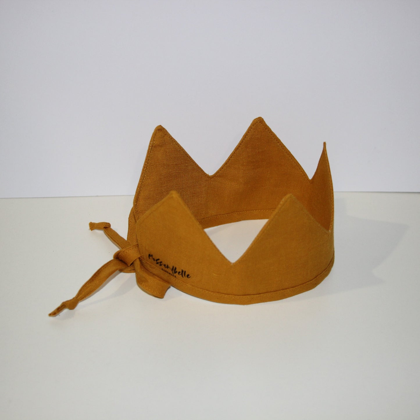 Linen Crown, Birthday, 1st Birthday, Photo Prop, Mustard, Fabric Crown, Kids Crown, Size Short