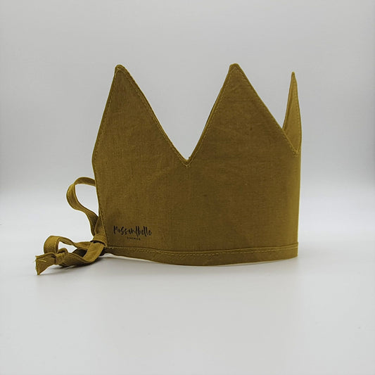 Chartreuse Green, Ready to ship, Linen Crown, Birthday, 1st Birthday, Photo Prop,  Fabric Crown, Kids Crown, Size Tall