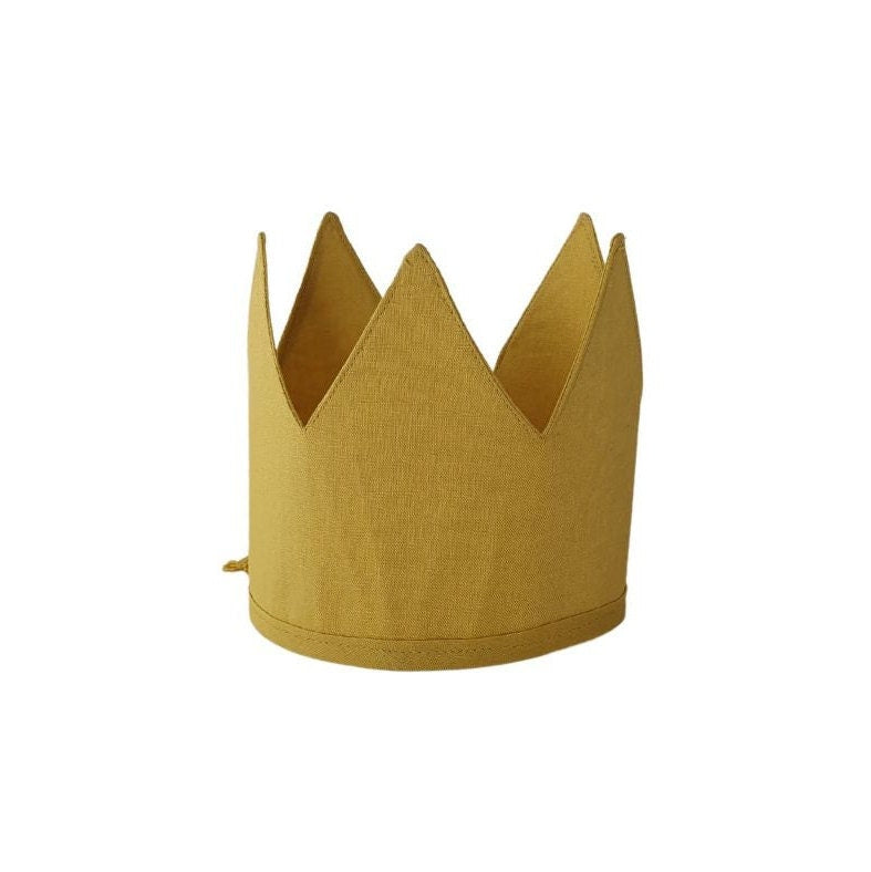Ready to ship, Linen Crown, Birthday, 1st Birthday, Photo Prop, Buttercup Yellow, Fabric Crown, Kids Crown, Size Tall