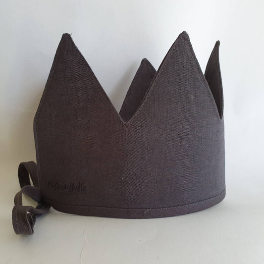 Gravel, Linen Crown, Birthday, 1st Birthday, Photo Prop, Fabric Crown, Kids Crown, Size Tall